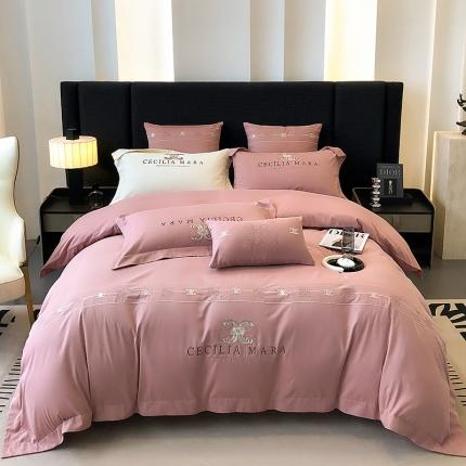 91家纺网 家纺一手货源 找家纺 家居1号家纺 2024新款海莉全棉磨毛四件套 海莉-豆沙