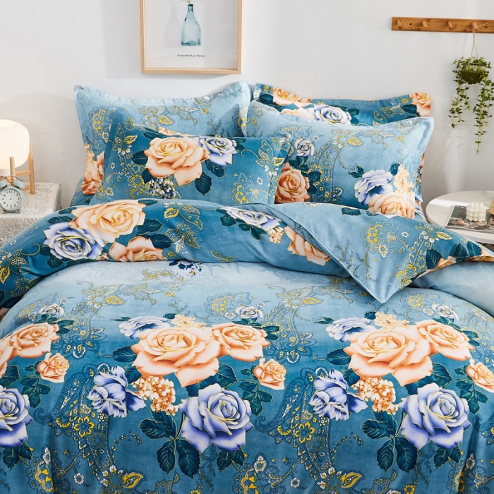 91家纺网 家纺一手货源 找家纺 爱一个家 2023新款植物羊绒单被套 素雅风情