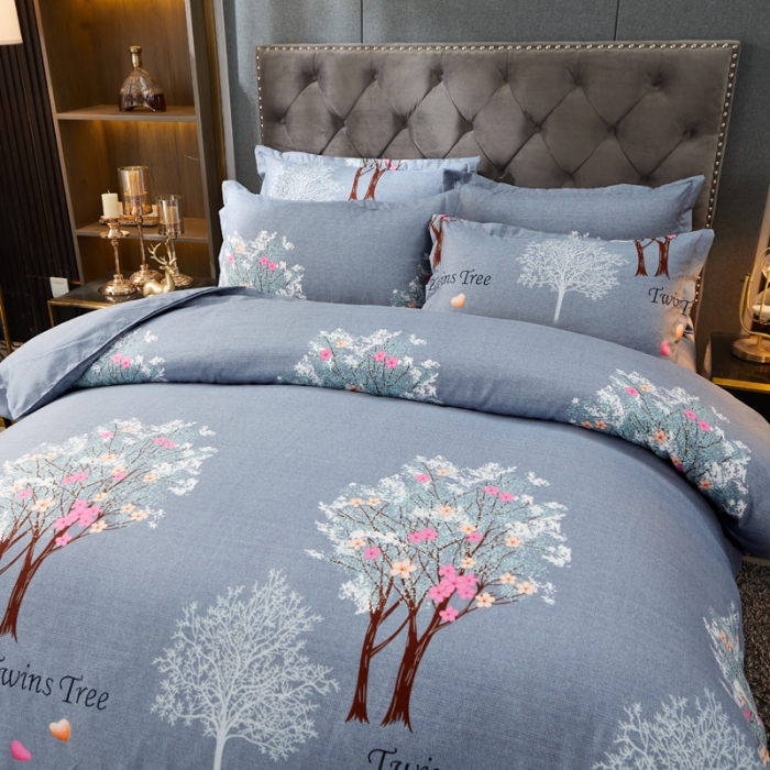 91家纺网 家纺一手货源 找家纺 爱一个家 2023新款植物羊绒单被套 清新绿叶