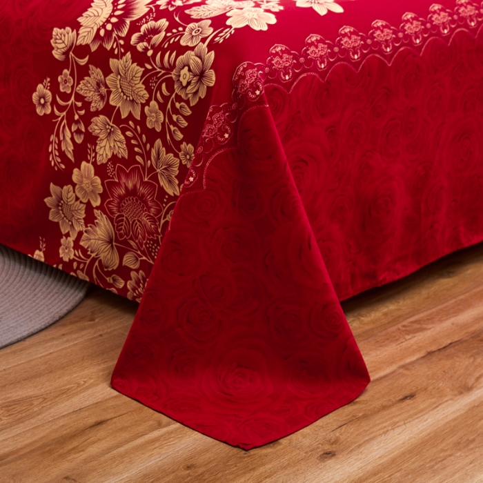 91家纺网 家纺一手货源 找家纺 爱一个家 2023新款植物羊绒单被套 红色之恋