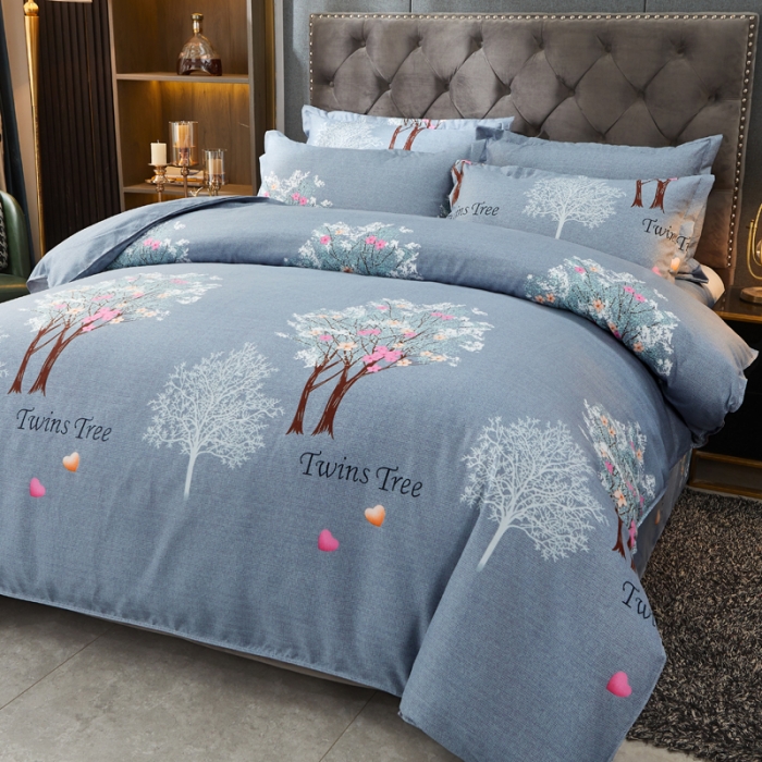 91家纺网 家纺一手货源 找家纺 爱一个家 2023新款植物羊绒单被套 清新绿叶