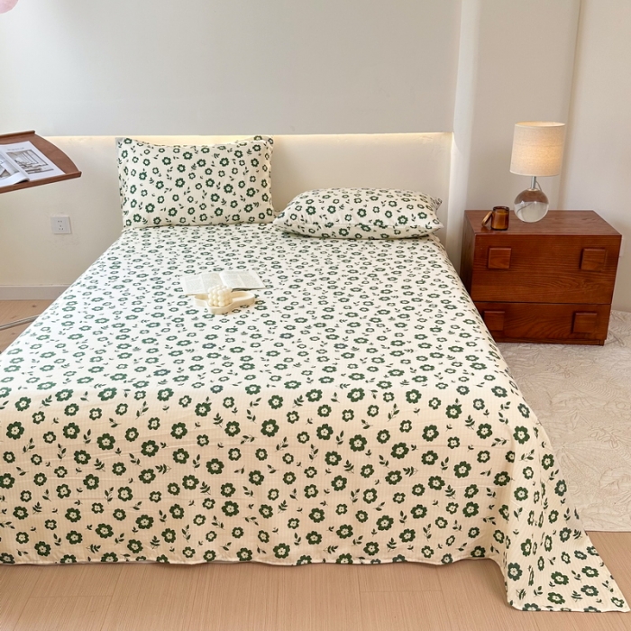 91家纺网 家纺一手货源 找家纺 火星时代 2023新款A类有氧提花小竺棉床单水洗棉粗布床单三件套 繁华