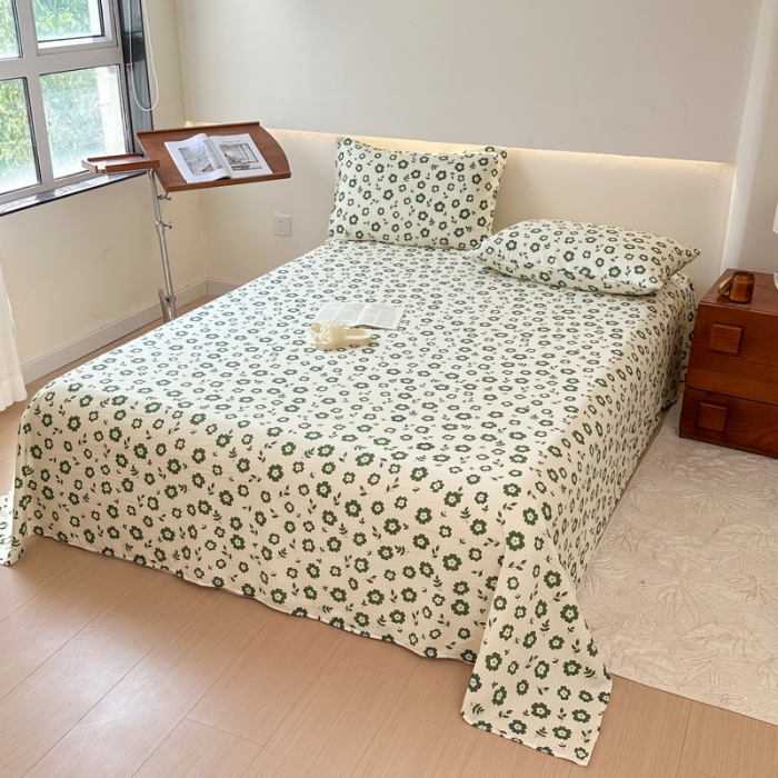 91家纺网 家纺一手货源 找家纺 火星时代 2023新款A类有氧提花小竺棉床单水洗棉粗布床单三件套 繁华