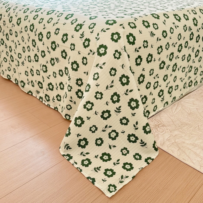 91家纺网 家纺一手货源 找家纺 火星时代 2023新款A类有氧提花小竺棉床单水洗棉粗布床单三件套 繁华