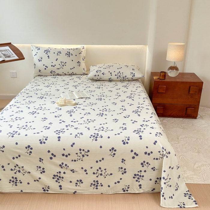 91家纺网 家纺一手货源 找家纺 火星时代 2023新款A类有氧提花小竺棉床单水洗棉粗布床单三件套 芬芳