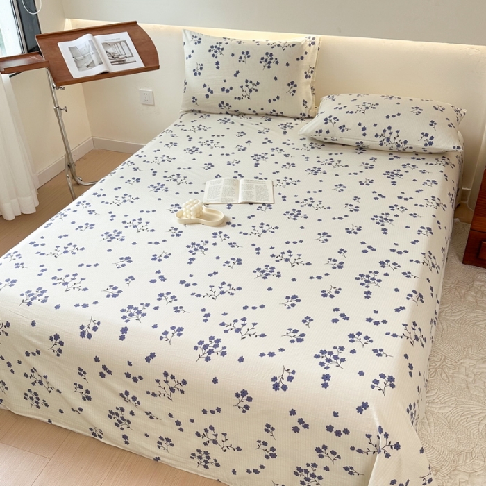 91家纺网 家纺一手货源 找家纺 火星时代 2023新款A类有氧提花小竺棉床单水洗棉粗布床单三件套 芬芳