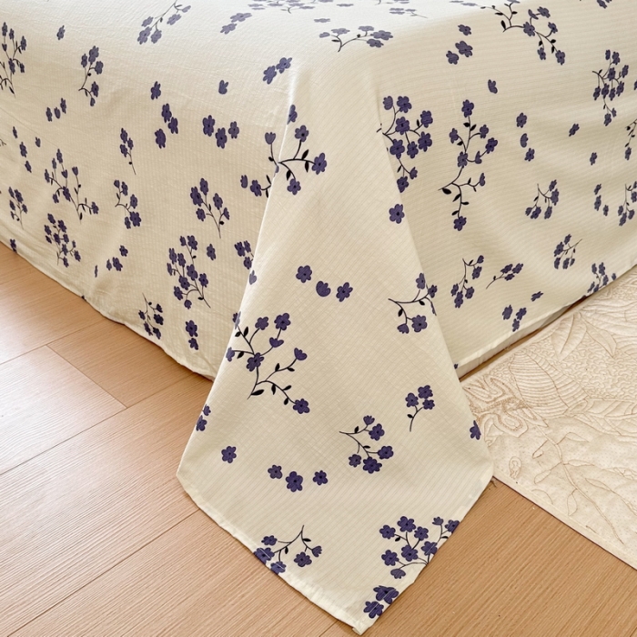 91家纺网 家纺一手货源 找家纺 火星时代 2023新款A类有氧提花小竺棉床单水洗棉粗布床单三件套 芬芳