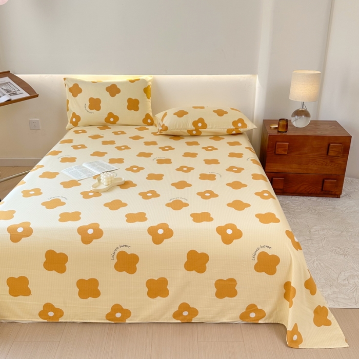 91家纺网 家纺一手货源 找家纺 火星时代 2023新款A类有氧提花小竺棉床单水洗棉粗布床单三件套 觅洛斯