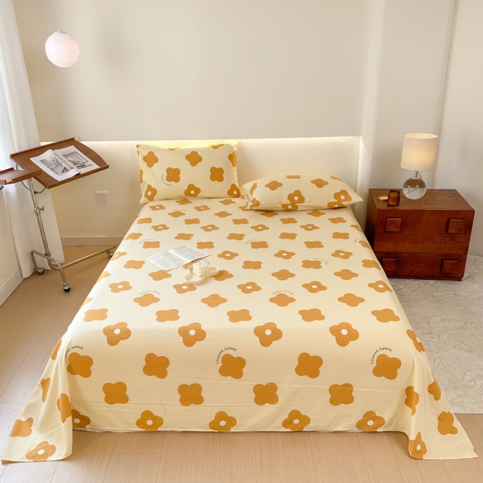 91家纺网 家纺一手货源 找家纺 火星时代 2023新款A类有氧提花小竺棉床单水洗棉粗布床单三件套 觅洛斯