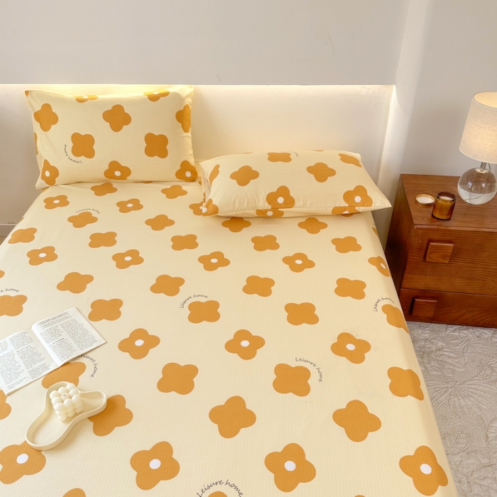 91家纺网 家纺一手货源 找家纺 火星时代 2023新款A类有氧提花小竺棉床单水洗棉粗布床单三件套 觅洛斯