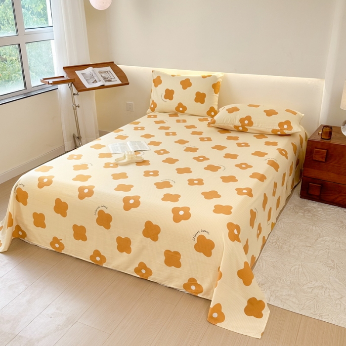 91家纺网 家纺一手货源 找家纺 火星时代 2023新款A类有氧提花小竺棉床单水洗棉粗布床单三件套 觅洛斯