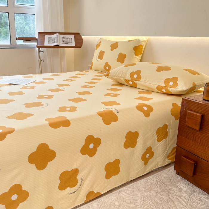 91家纺网 家纺一手货源 找家纺 火星时代 2023新款A类有氧提花小竺棉床单水洗棉粗布床单三件套 觅洛斯