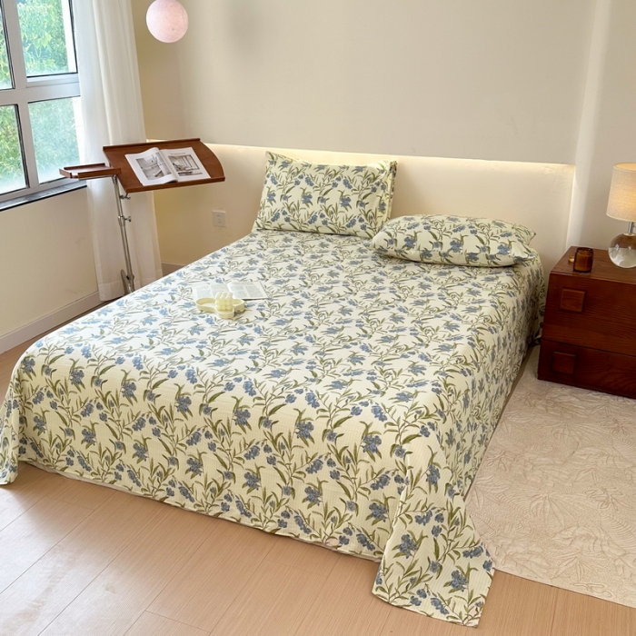 91家纺网 家纺一手货源 找家纺 火星时代 2023新款A类有氧提花小竺棉床单水洗棉粗布床单三件套 木野