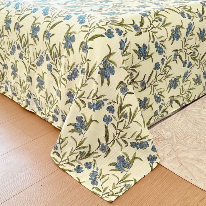 91家纺网 家纺一手货源 找家纺 火星时代 2023新款A类有氧提花小竺棉床单水洗棉粗布床单三件套 木野