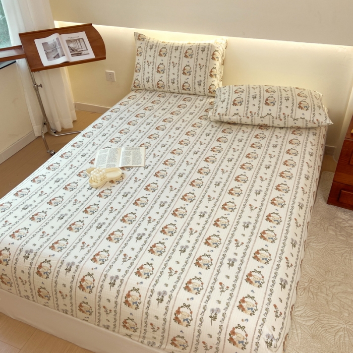 91家纺网 家纺一手货源 找家纺 火星时代 2023新款A类床笠罩棉小竺棉床笠保护套纯色床罩床垫罩床套 彩环熊