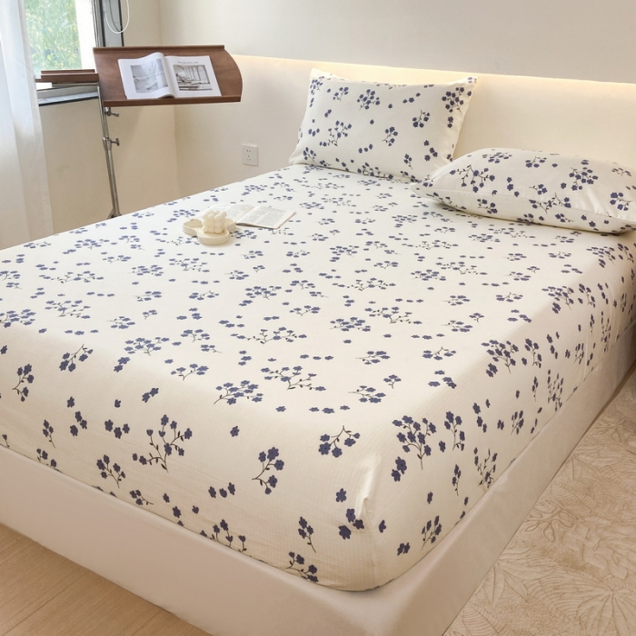 91家纺网 家纺一手货源 找家纺 火星时代 2023新款A类床笠罩棉小竺棉床笠保护套纯色床罩床垫罩床套 芬芳