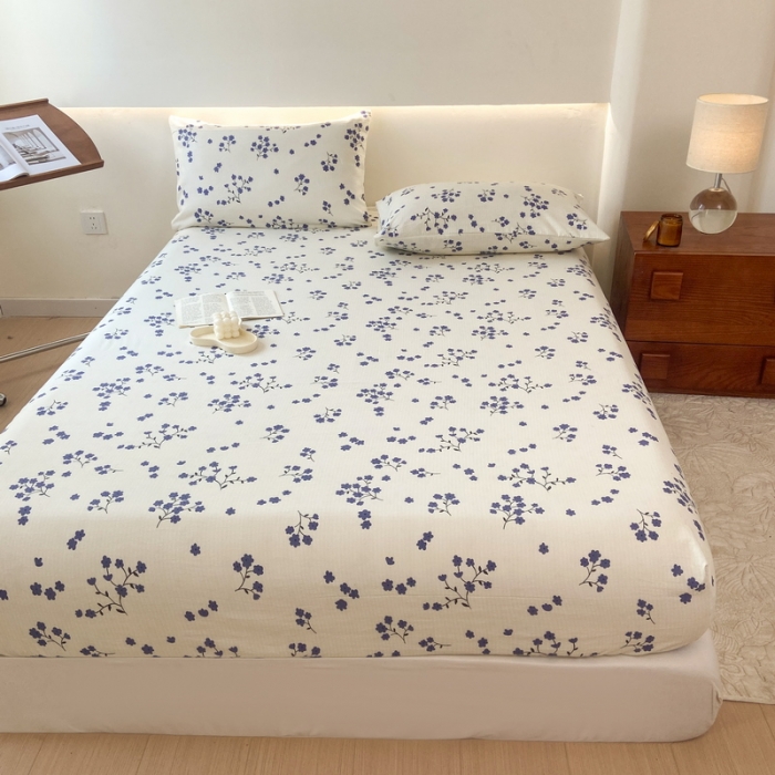 91家纺网 家纺一手货源 找家纺 火星时代 2023新款A类床笠罩棉小竺棉床笠保护套纯色床罩床垫罩床套 芬芳