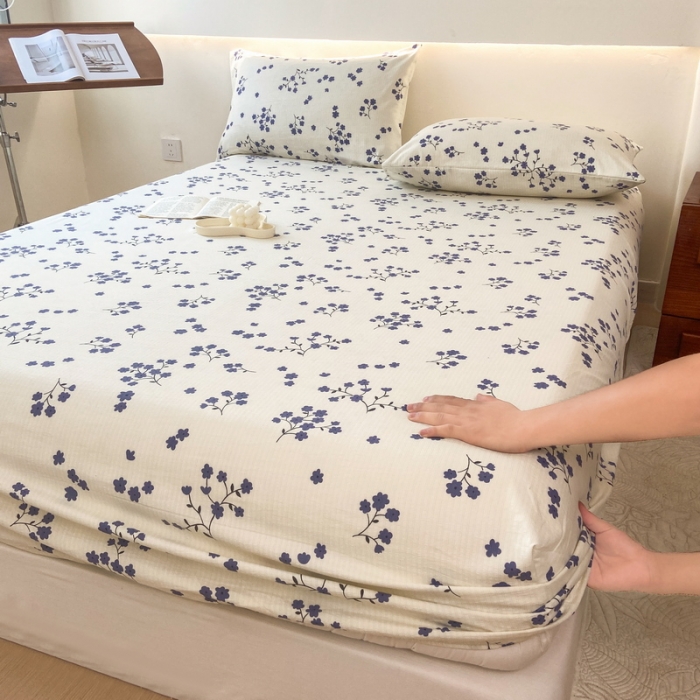 91家纺网 家纺一手货源 找家纺 火星时代 2023新款A类床笠罩棉小竺棉床笠保护套纯色床罩床垫罩床套 芬芳