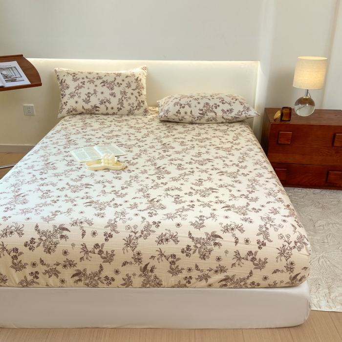 91家纺网 家纺一手货源 找家纺 火星时代 2023新款A类床笠罩棉小竺棉床笠保护套纯色床罩床垫罩床套 花语