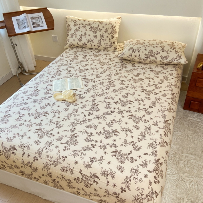 91家纺网 家纺一手货源 找家纺 火星时代 2023新款A类床笠罩棉小竺棉床笠保护套纯色床罩床垫罩床套 花语