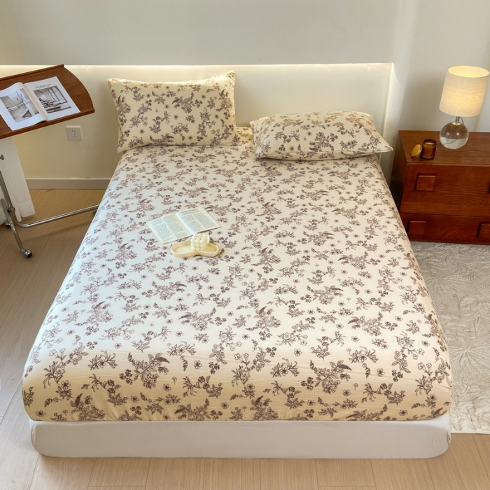 91家纺网 家纺一手货源 找家纺 火星时代 2023新款A类床笠罩棉小竺棉床笠保护套纯色床罩床垫罩床套 花语