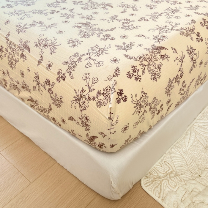 91家纺网 家纺一手货源 找家纺 火星时代 2023新款A类床笠罩棉小竺棉床笠保护套纯色床罩床垫罩床套 花语