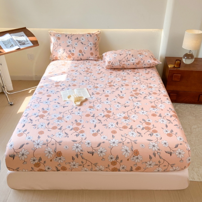 91家纺网 家纺一手货源 找家纺 火星时代 2023新款A类床笠罩棉小竺棉床笠保护套纯色床罩床垫罩床套 洛丽塔