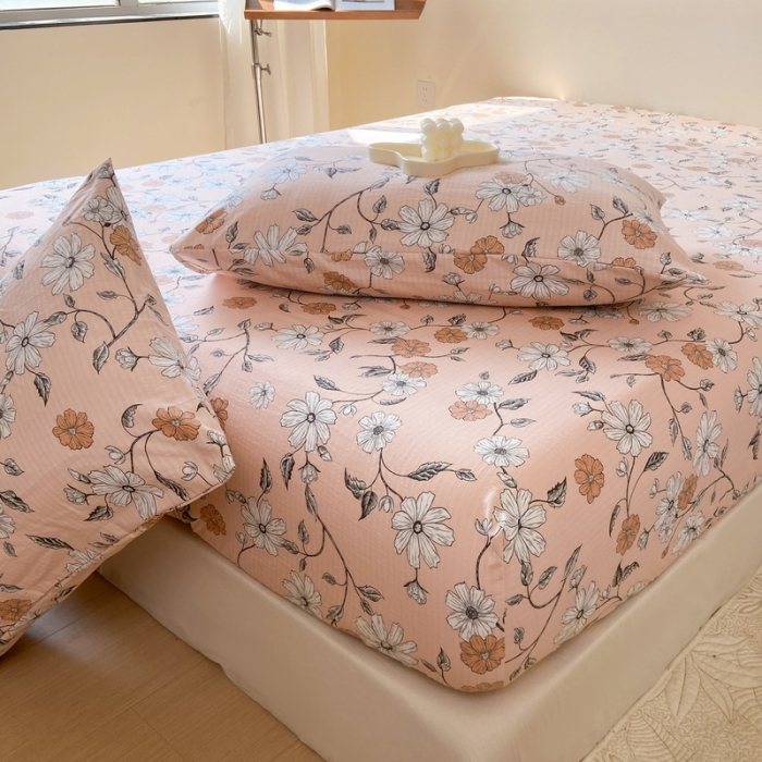 91家纺网 家纺一手货源 找家纺 火星时代 2023新款A类床笠罩棉小竺棉床笠保护套纯色床罩床垫罩床套 洛丽塔