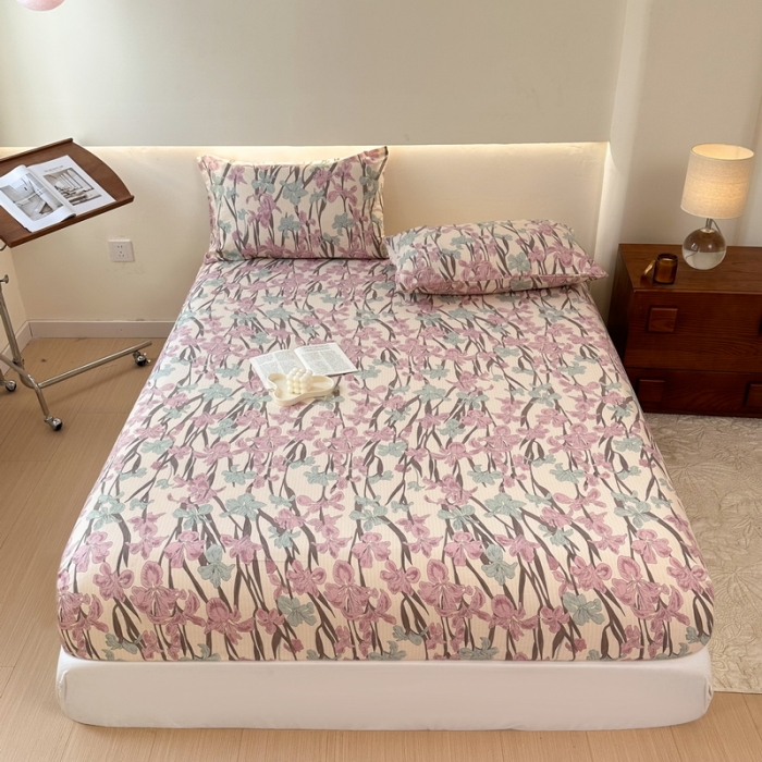 91家纺网 家纺一手货源 找家纺 火星时代 2023新款A类床笠罩棉小竺棉床笠保护套纯色床罩床垫罩床套 美人蕉