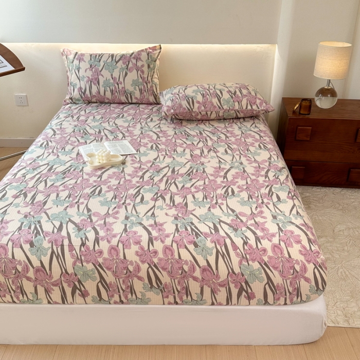 91家纺网 家纺一手货源 找家纺 火星时代 2023新款A类床笠罩棉小竺棉床笠保护套纯色床罩床垫罩床套 美人蕉