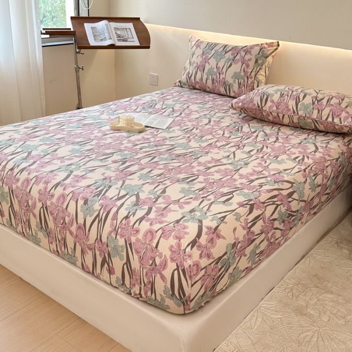 91家纺网 家纺一手货源 找家纺 火星时代 2023新款A类床笠罩棉小竺棉床笠保护套纯色床罩床垫罩床套 美人蕉