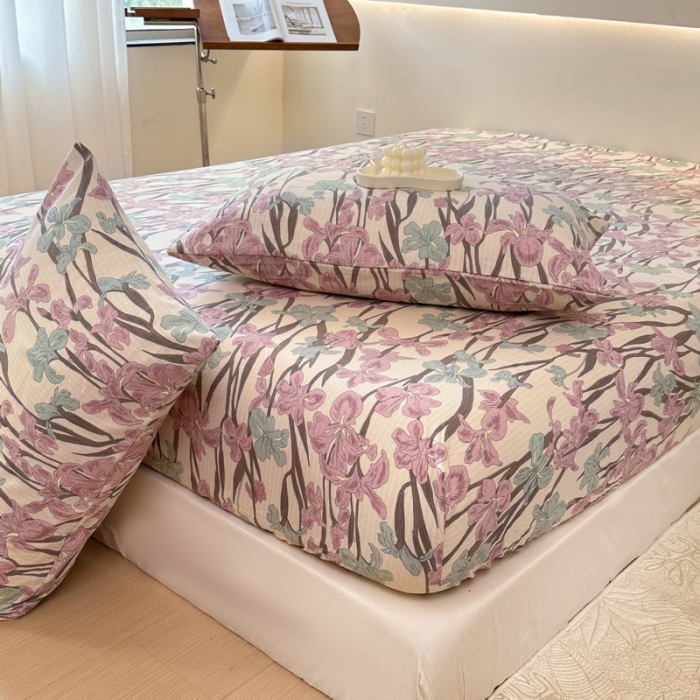 91家纺网 家纺一手货源 找家纺 火星时代 2023新款A类床笠罩棉小竺棉床笠保护套纯色床罩床垫罩床套 美人蕉