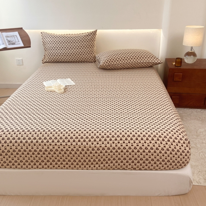 91家纺网 家纺一手货源 找家纺 火星时代 2023新款A类床笠罩棉小竺棉床笠保护套纯色床罩床垫罩床套 热可可