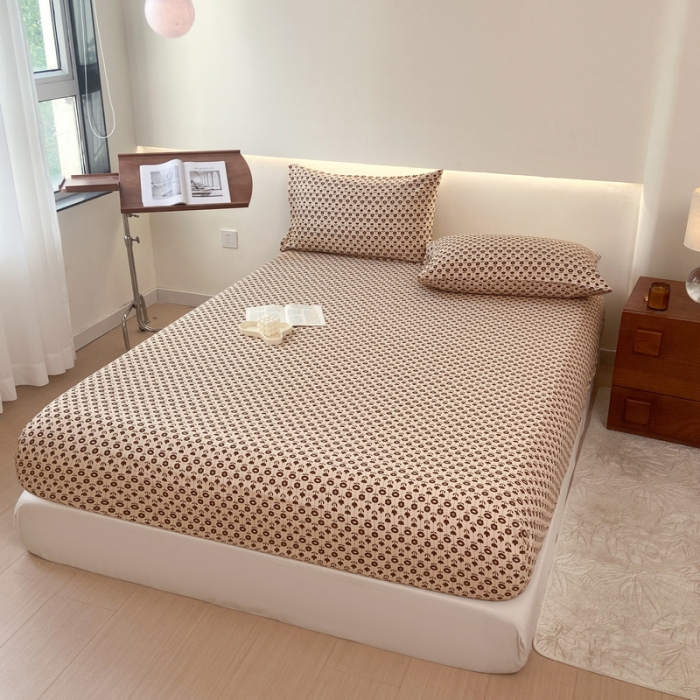 91家纺网 家纺一手货源 找家纺 火星时代 2023新款A类床笠罩棉小竺棉床笠保护套纯色床罩床垫罩床套 热可可