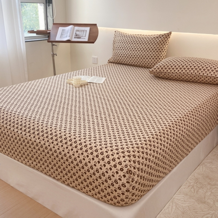 91家纺网 家纺一手货源 找家纺 火星时代 2023新款A类床笠罩棉小竺棉床笠保护套纯色床罩床垫罩床套 热可可