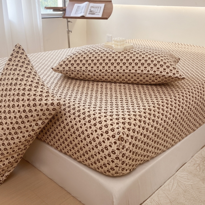 91家纺网 家纺一手货源 找家纺 火星时代 2023新款A类床笠罩棉小竺棉床笠保护套纯色床罩床垫罩床套 热可可