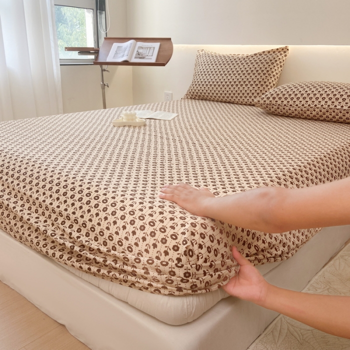 91家纺网 家纺一手货源 找家纺 火星时代 2023新款A类床笠罩棉小竺棉床笠保护套纯色床罩床垫罩床套 热可可