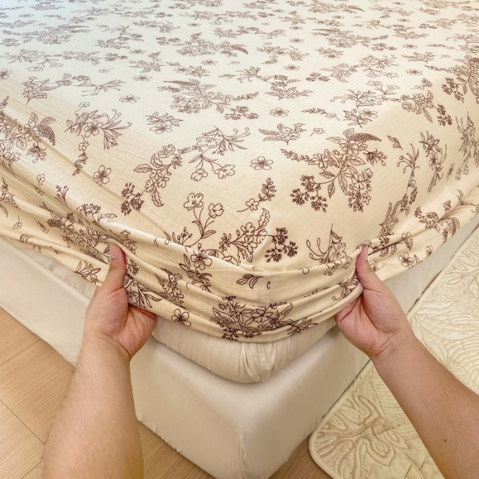 91家纺网 家纺一手货源 找家纺 火星时代 2023新款A类床笠罩棉小竺棉床笠保护套纯色床罩床垫罩床套 花语