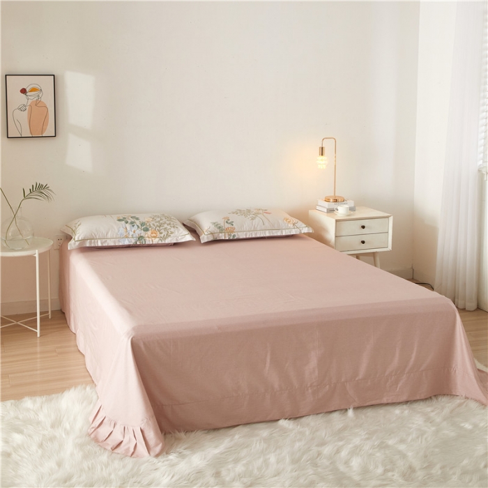 91家纺网 家纺一手货源 找家纺 沐白 2023全棉13376花卉条格系列印花四件套 木香