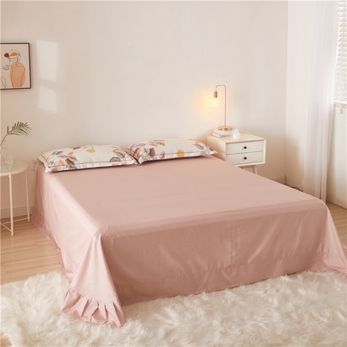 91家纺网 家纺一手货源 找家纺 沐白 2023全棉13376花卉条格系列印花四件套 秋荫