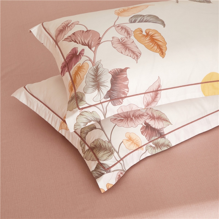 91家纺网 家纺一手货源 找家纺 沐白 2023全棉13376花卉条格系列印花四件套 秋荫