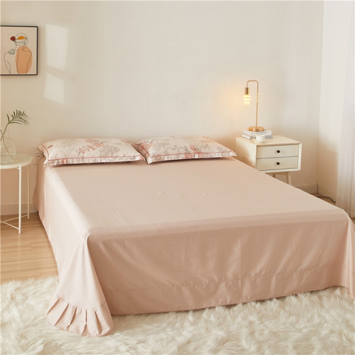 91家纺网 家纺一手货源 找家纺 沐白 2023全棉13376花卉条格系列印花四件套 香伊