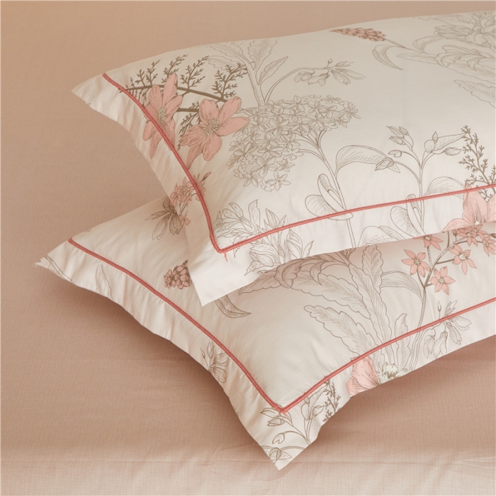 91家纺网 家纺一手货源 找家纺 沐白 2023全棉13376花卉条格系列印花四件套 香伊