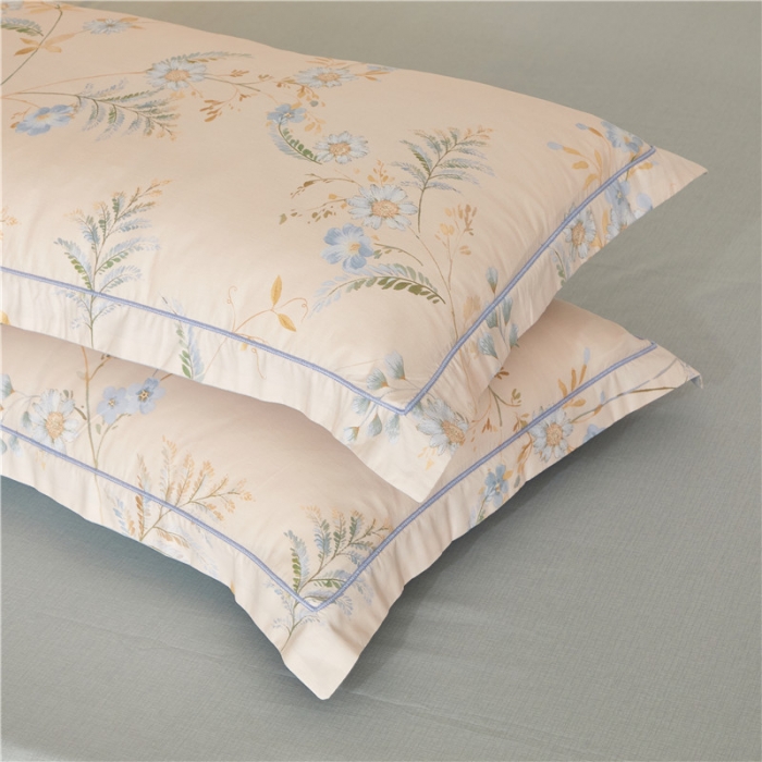 91家纺网 家纺一手货源 找家纺 沐白 2023全棉13376花卉条格系列印花四件套 小温婉-玉