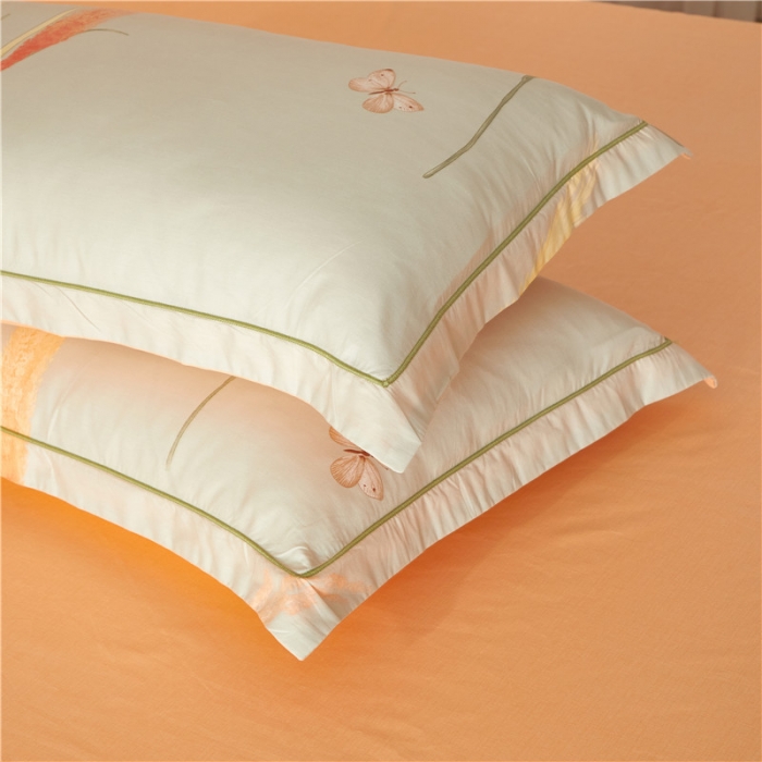 91家纺网 家纺一手货源 找家纺 沐白 2023全棉13376花卉条格系列印花四件套 摇曳生姿-灰