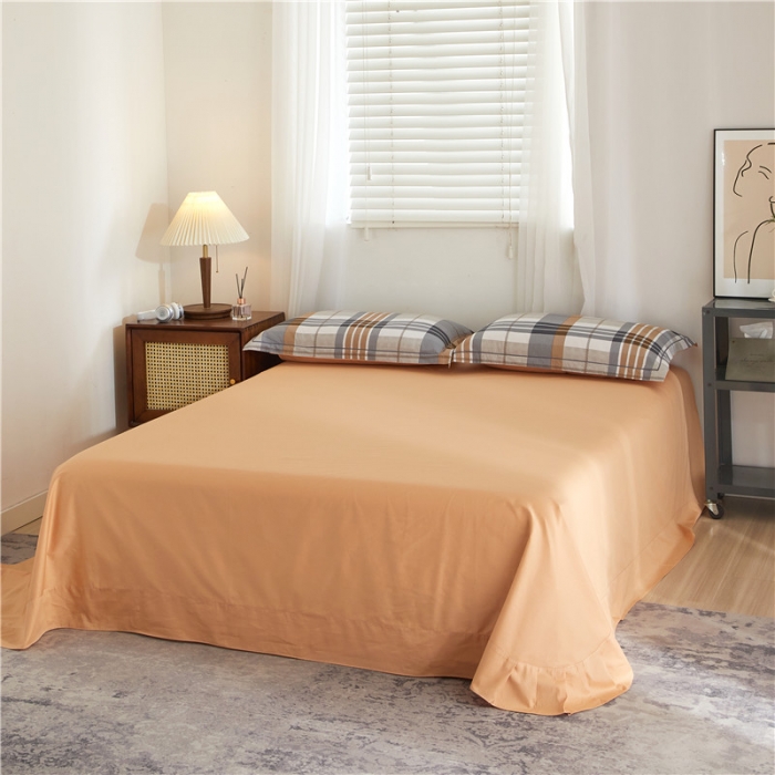 91家纺网 家纺一手货源 找家纺 沐白 2023全棉13376花卉条格系列印花四件套 格鲁特