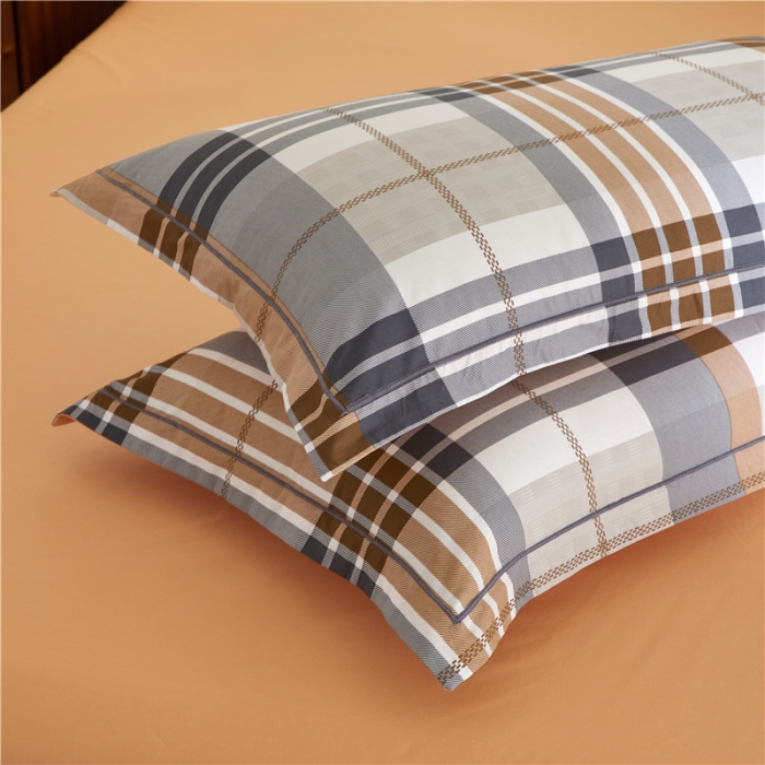 91家纺网 家纺一手货源 找家纺 沐白 2023全棉13376花卉条格系列印花四件套 格鲁特