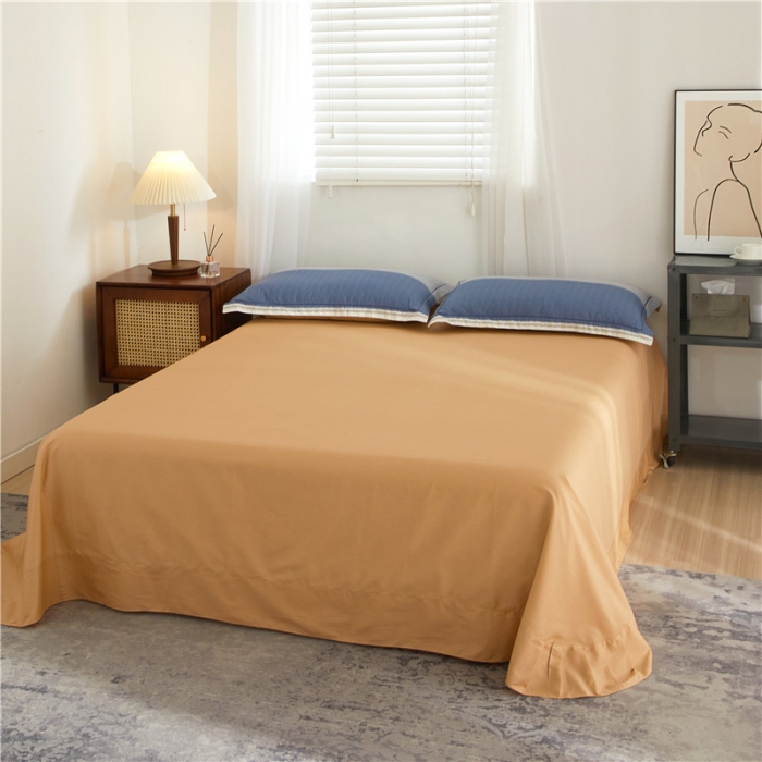 91家纺网 家纺一手货源 找家纺 沐白 2023全棉13376花卉条格系列印花四件套 记忆-兰