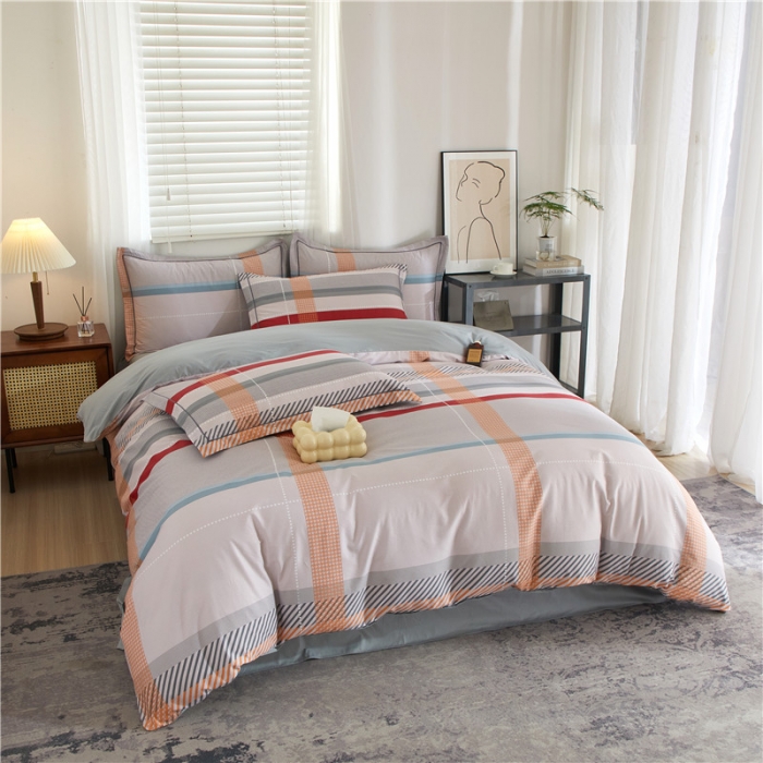 91家纺网 家纺一手货源 找家纺 沐白 2023全棉13376花卉条格系列印花四件套 酷酷牛仔