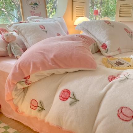 91家纺网 家纺一手货源 找家纺 慕尚 2025新款5D雪花绒单品系列-单被套 玫瑰之恋